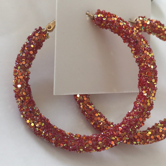 Glitter Hoop Earrings - Picture 2 of 5